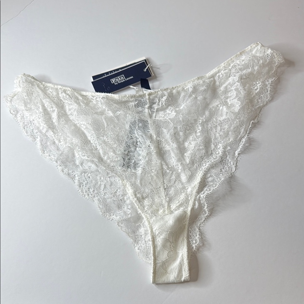 Polo Ralph Lauren Heritage Lace Tanga Panties Ecru XL